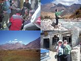 17 1 Tashi Pays Yak Herders, Jerome Ryan Throws Rocks Into Kharta Chu, Looking Back At Road To Kharta, Shane And Jerome Ryan Enjoy A Soft Drink At Peruche The next morning I watched Tashi pay each of the Tibetans. I walked to the edge of the river, and threw some rocks in the river. One of the boys popped his head up from the book to see what I was doing. I don�t know if this is a common pastime here, but before you know it, he was standing next to me throwing rocks. The rest soon followed and we had a great time splashing the rocks in the river, throwing them across the river, and trying to hit specific boulders that stuck out of the water. We waved goodbye and jumped into the Landcruisers to start our drive to Everest�s North Base Camp near the Rongbuk monastery. At Peruche Shane and I enjoyed our first soft drink in a couple of weeks.